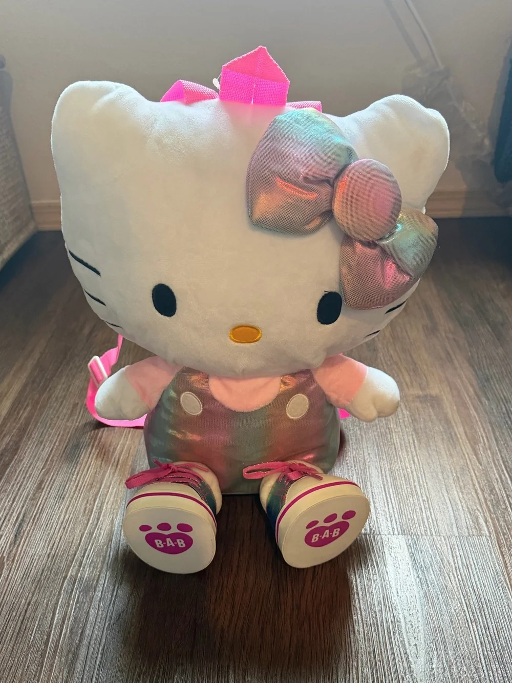 Hello Kitty Iridescent Plush Backpack with Build A Bear matching Shoes